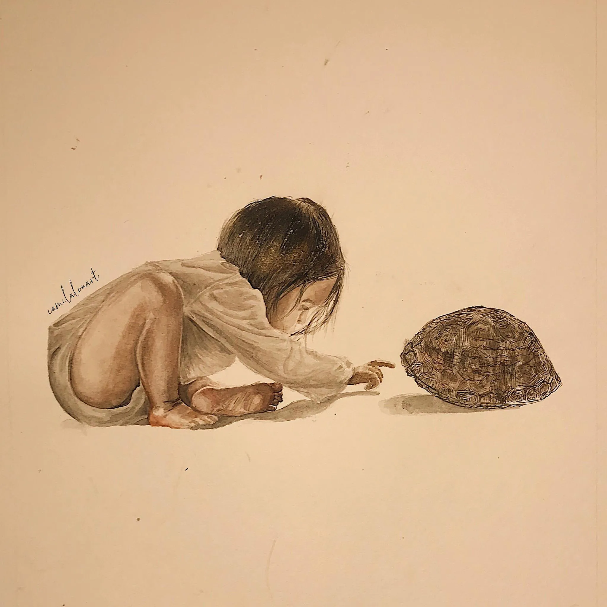 Curious — Watercolor on paper